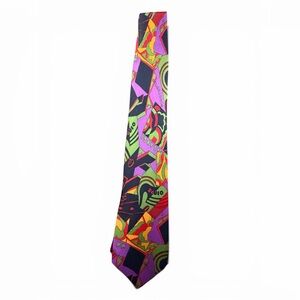 Gianni Versace Silk Tie – Bold Abstract Graphic Print 100% Silk